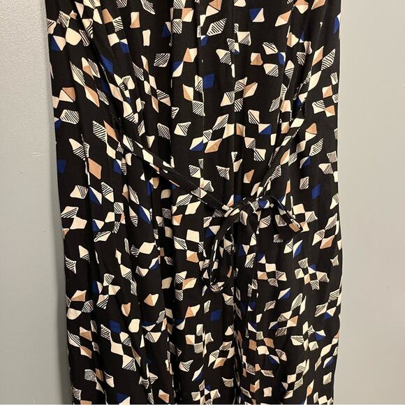 Anthropologie Maeve Geometric Shift Sleeveless Dress with Waist Tie Black Size M - Picture 4 of 9
